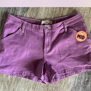 YMI Women's Vibrant Purple Mid-Rise Shorts